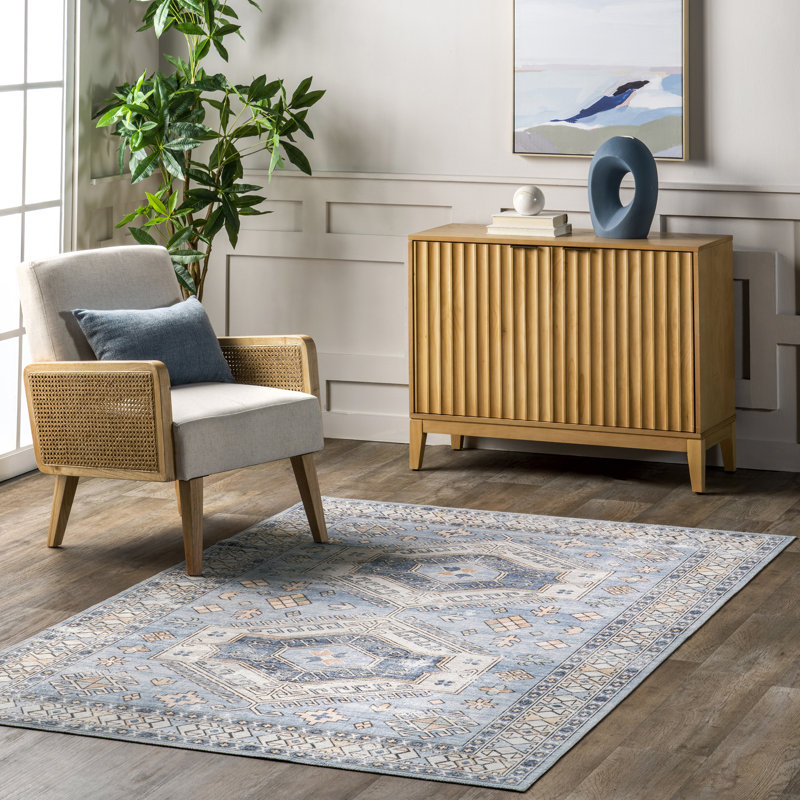Tapis lavable en machine à motif tribal Mae SpinClean, Rectangle 4 pi x 6 pi