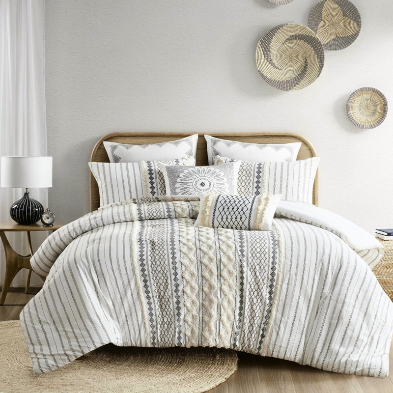 Édredon très grand / très grand en coton. Motif chenille. Remplir. 2 taies décoratives qui se chevauchent. . Literie lavable. 100% coton chenille. Option de machine