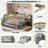 Upholstered Daybed With Storage Shelves, Trundle, Charging Station, Led Light And Desk-57180122