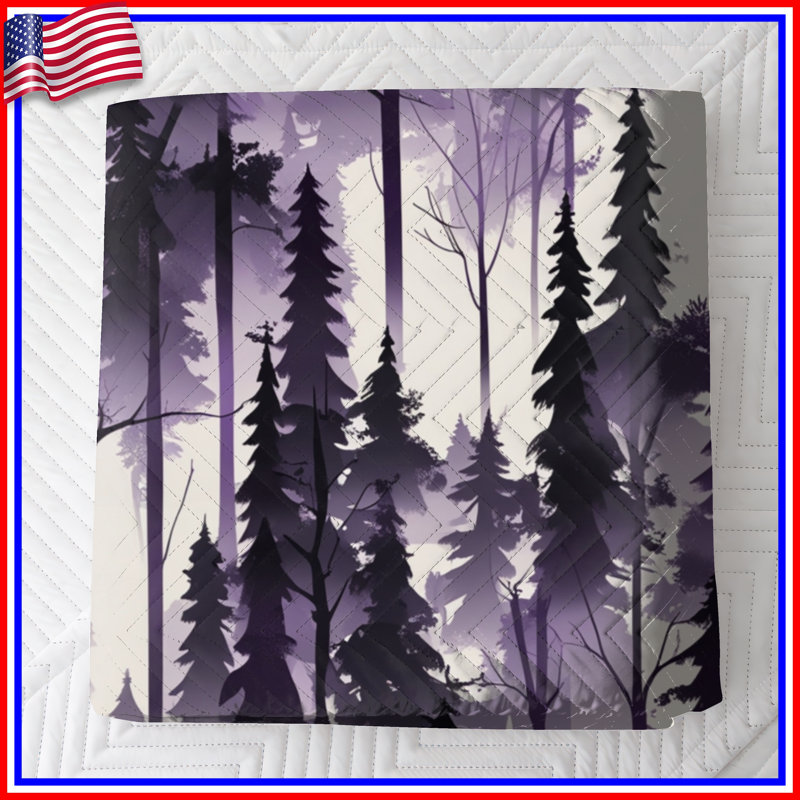 Couvre-lit matelassé mauve Forest Silhouette, Lit simple