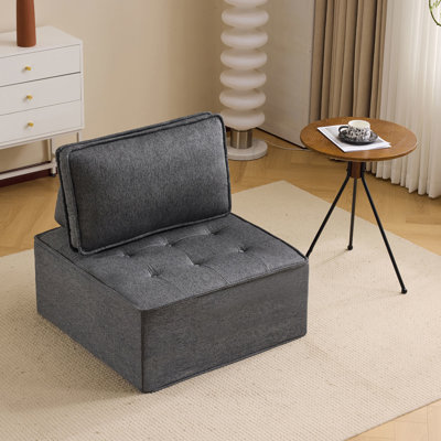 Toile de lin gris foncé avec cadre en bois, modulable pour les réunions de famille, style minimaliste, rembourrage en mousse, profondeur de 82,8 cm, poids de 21,3 kg, adaptée à différents espaces, design simple et élégant.