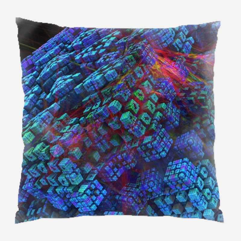 Fractal Geometric Microsuede Reversible Throw Pillow