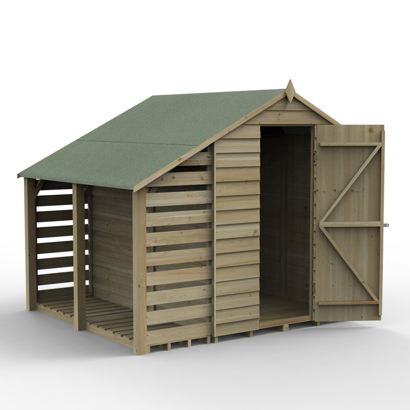 Overlap Pressure Treated 5 x 7 Apex Shed No Window with Lean to, Yes