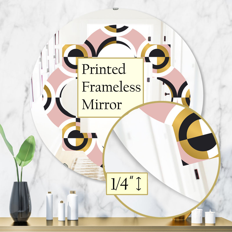 Miroir mural Quatrefoil Glam, H 31,5 po x l 31,5 po, Circulaire géométrique quadrilobe I