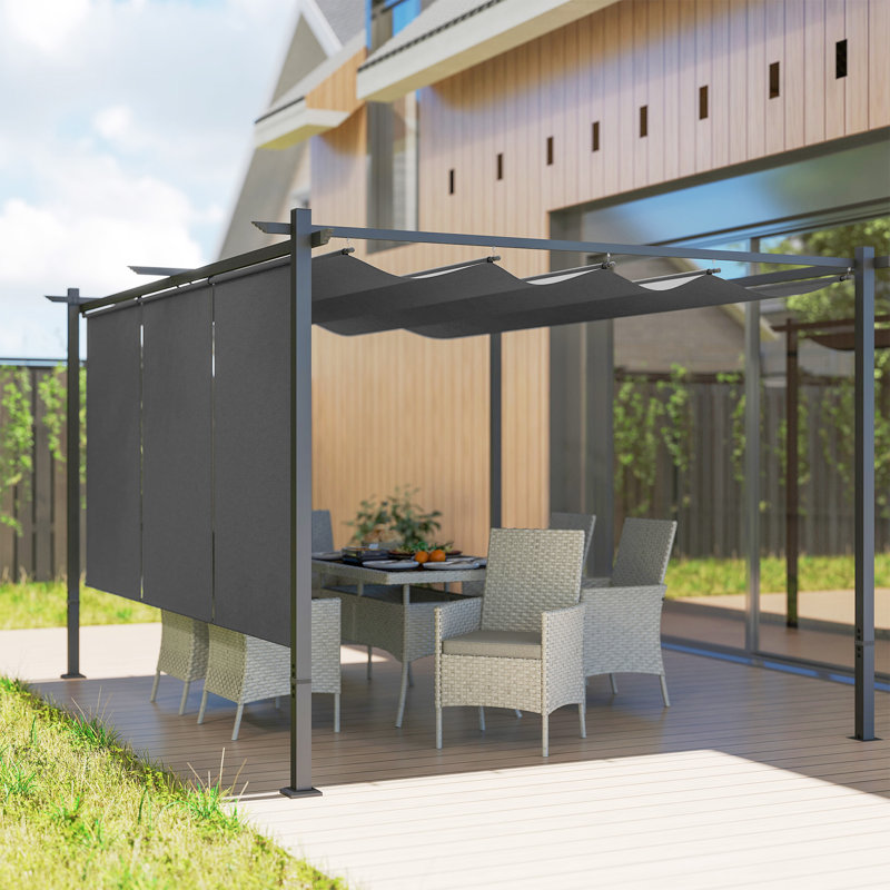 4m x 3m Metal Pergola, Grey