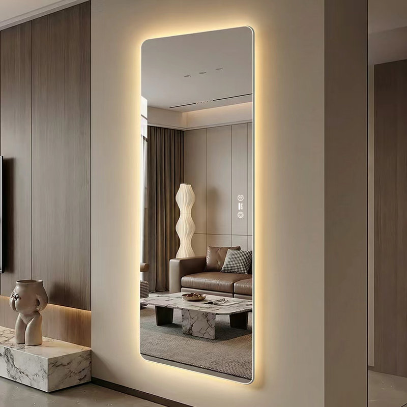 65" x 24" Rectangular Frameless LED Full Length Mirror with Radar Motion Sensor, 3-Color Dimmable Backlit Wall Mirror for Bedroom, Dressing Room, Entryway