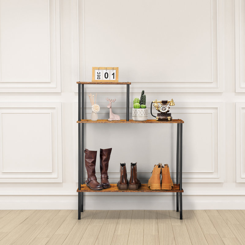 Two Tier Half Side Table Narrow Sofa Table Hallway Table Living Room Black, Brun