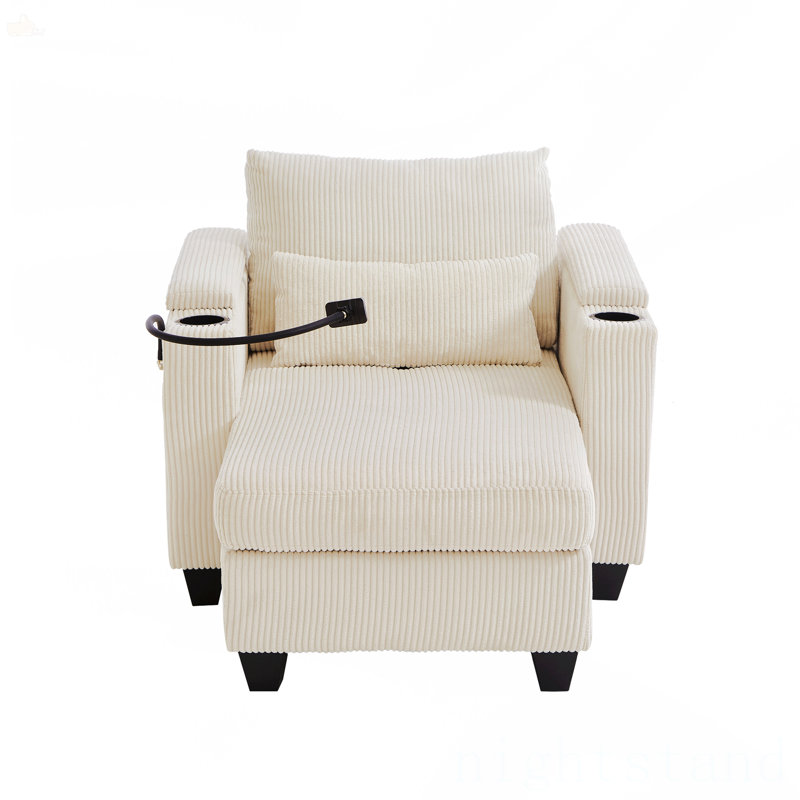 Fauteuil de 37,4 po avec ports USB, Beige