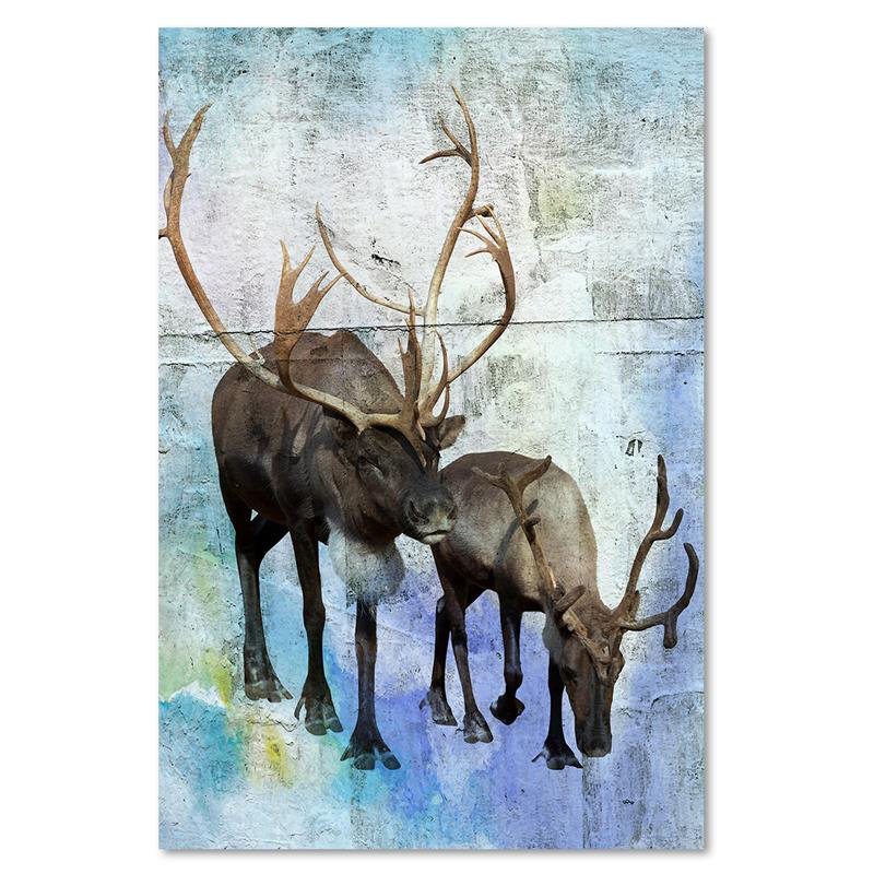 Leinwandbild Deer and Reindeer Retro Style