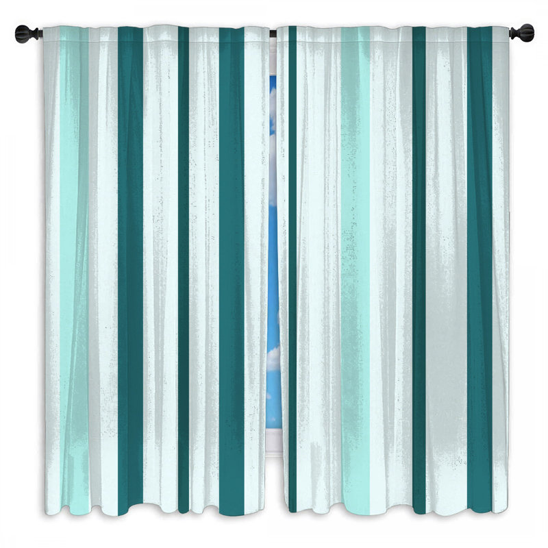 Rideaux obscurcissant à rayures verticales bleu vert et bleu - 2 panneaux, 56 po x 76 po - 2 panneaux, Transparent