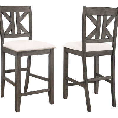 Tabouret de comptoir (2) - Gris grange, style rustique avec coussin rembourré distinctif pour la salle à manger et tabourets kaki (de 2), look confortable et attrayant