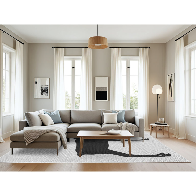 Tapis gris/zone noire à motifs, Rectangle 8 pi x 12 pi
