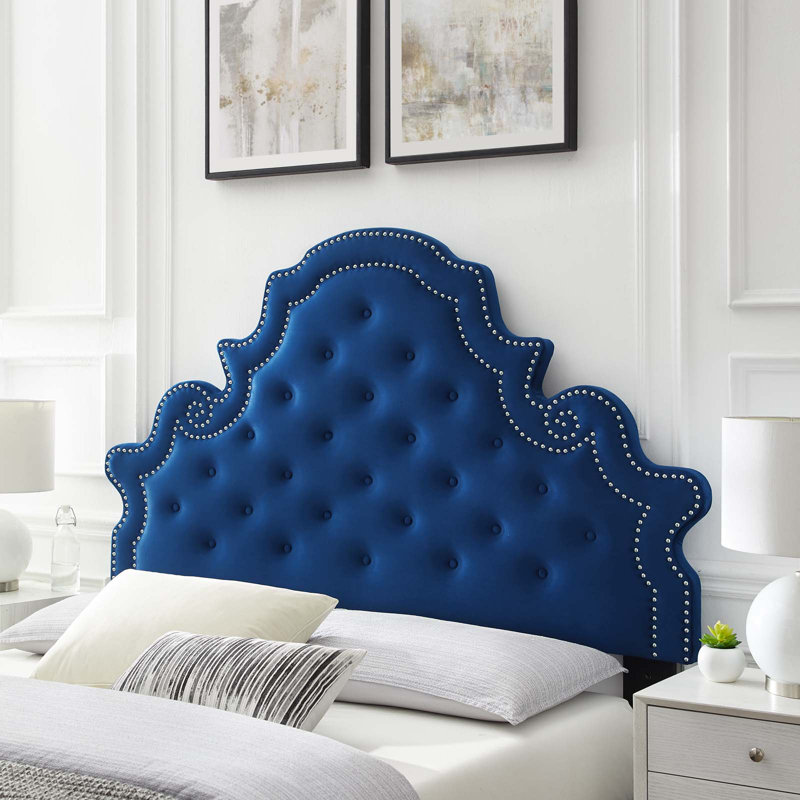 Ambridge Velvet Upholstered Panel Headboard, Pink, Full/Queen