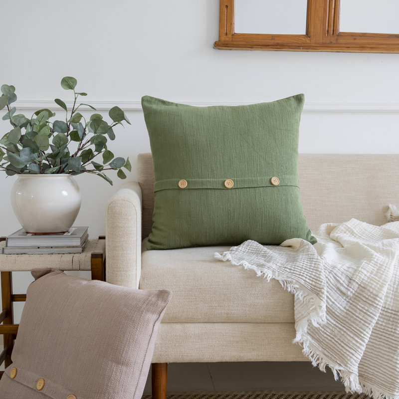 Coussin en coton South Hampton, Vert forêt, 18 po x 18 po, Housse de coussin seulement - sans coussin
