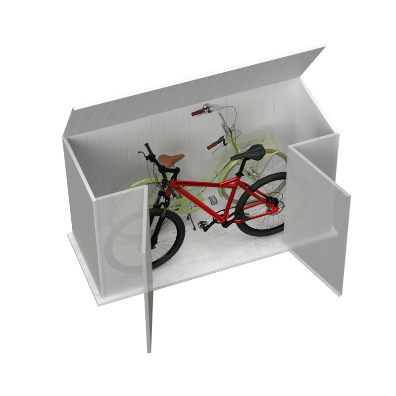 Absco 7.5 x 2.5 ft Gray Metal Bike Shed Kit
