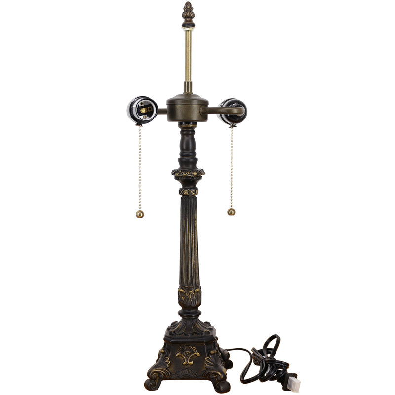 Remplacement de la base de la lampe de table Tiffany seulement, large 6 hauteur 23 pouces, apte à l'abat-jour en verre coloré, finition en résine bronze avec harpe et finale