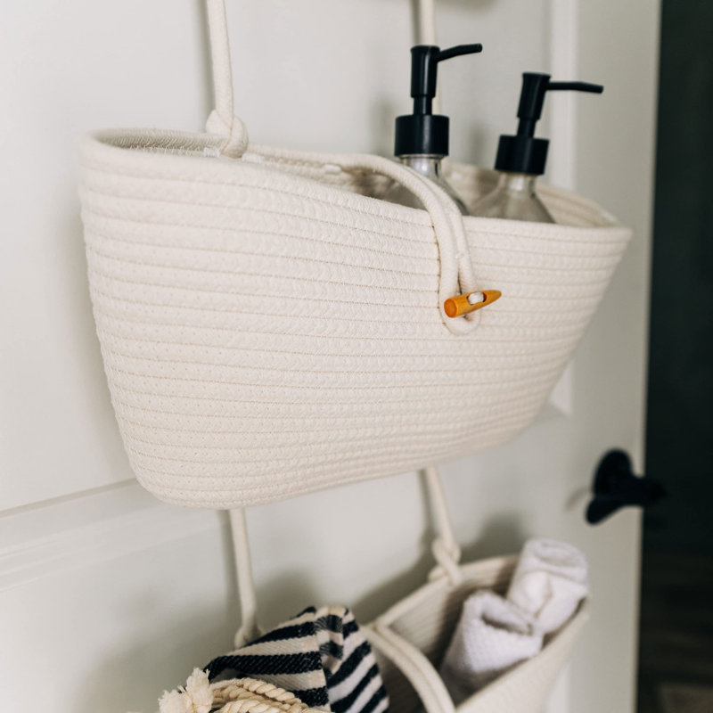 Rosecliff Heights Fabric Decorative Basket, Full Off-White
