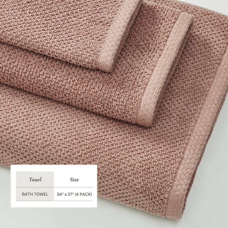 Desert Rose Cotton Textured Bath Towels Set of 4