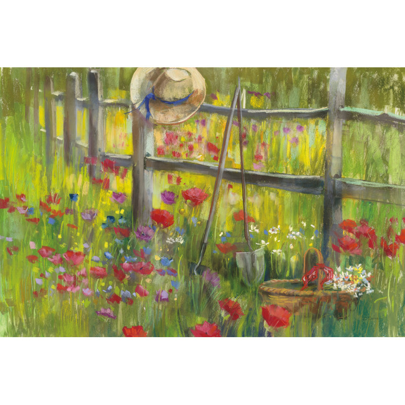 Jardinage près de la clôture, H 12 po x l 18 po, Silver Single Picture Framed, Oui