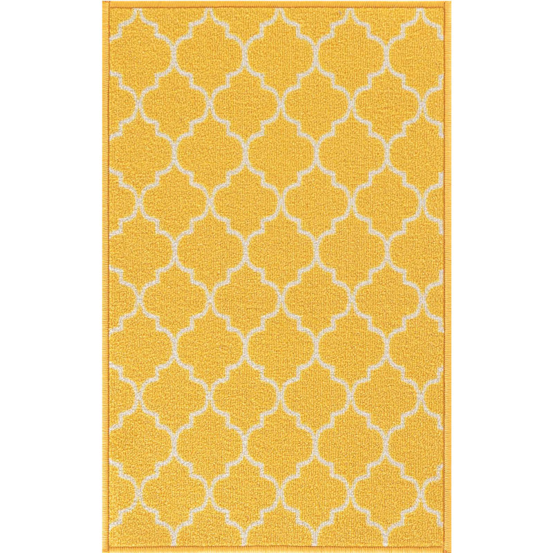 Vasta Non-Slip Geometric Indoor Doormat, 160cm W x 220cm L, Gold