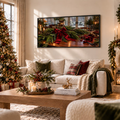 Art mural sur toile de Noël en velours rouge