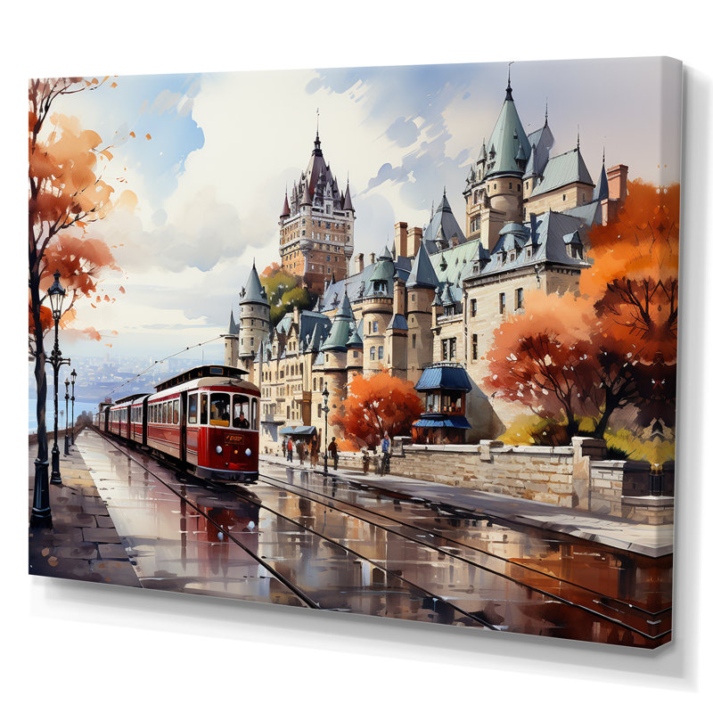Ville touristique de Québec III, Toile tendue, H 24 po x l 32 po x P 1 po