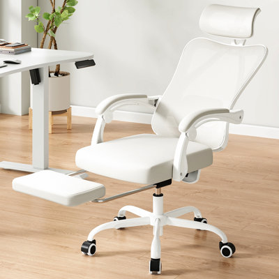 Ergonomic Office Chair With Footrest, Mesh Office Desk Chair With Headrest, High Back Computer Chair With Adjustable Lumbar Support For Home Office Study Room Bedroom