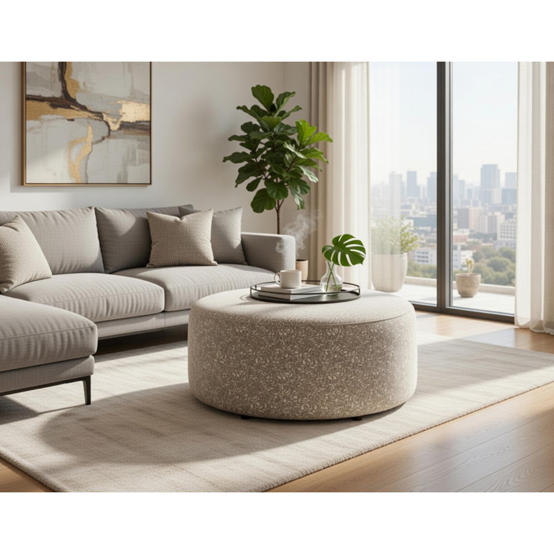 Marinello Upholstered Ottoman, Cannon Cobblestone 100% Polyester