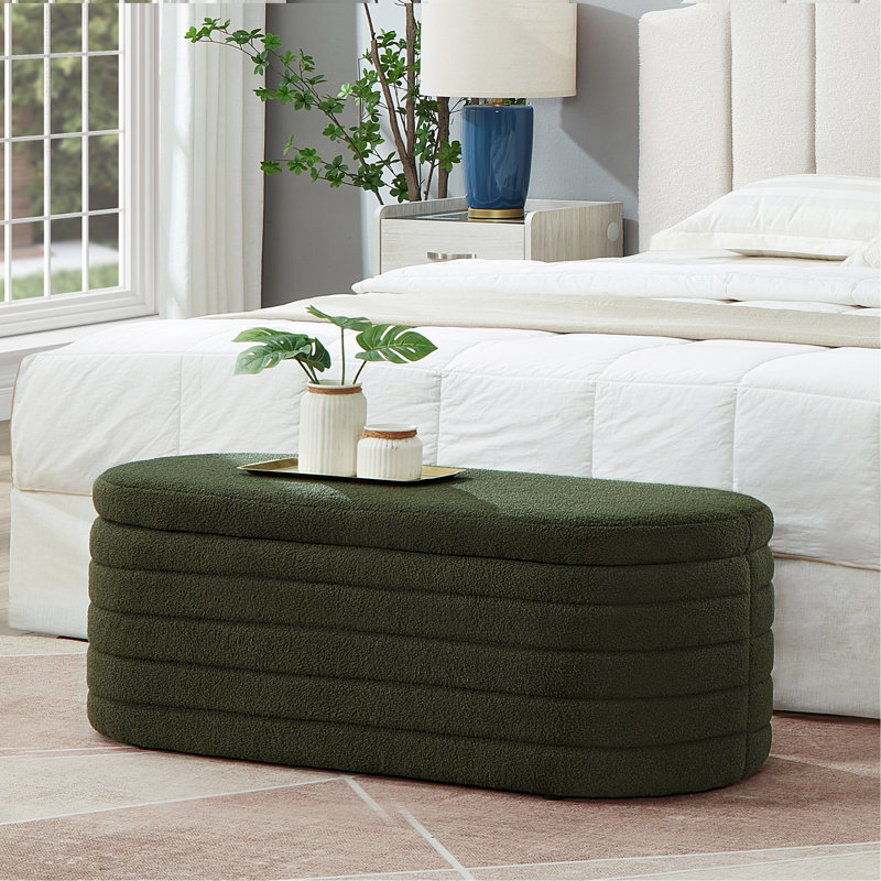 Banc de rangement avec repose-pieds Skandar, Vert foncé