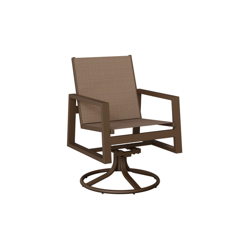 Chaise berçante pivotante en aluminium Ohlson Mesquite, Tweed taupe, Veine d'aluminium et de bois mesquite