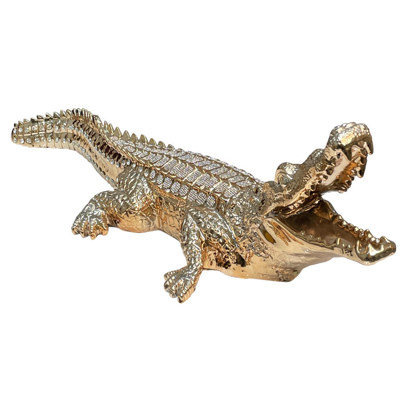 Ambrose Silver Diamond Encrusted Crocodile Resin Figurine