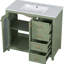 Armoire de salle de bain 36 po avec 2 portes à fermeture douce, 3 tiroirs, lavabo en céramique - tablettes élégantes pour meuble-lavabo, poignées luxueuses et design élégant