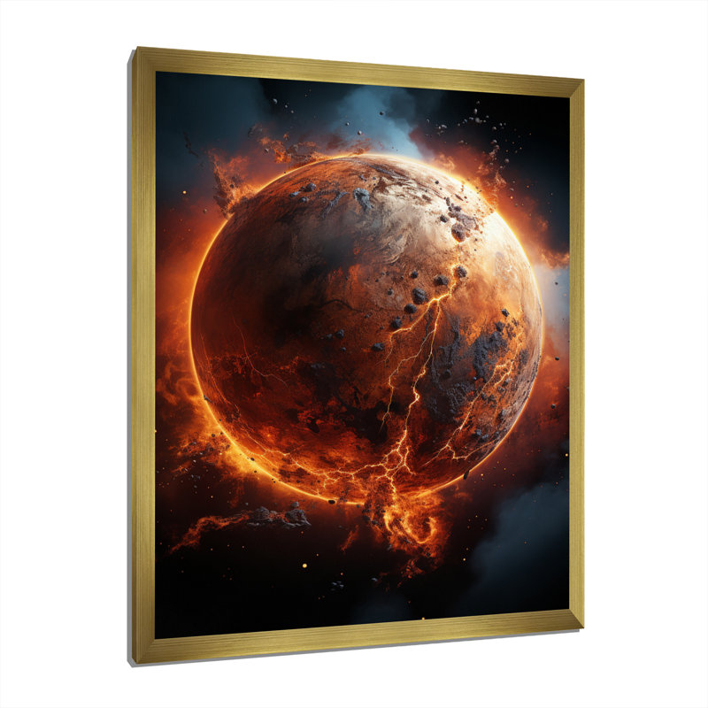 Planète rouge Mars Rusty I - Mars, impression d'art mural, H 20 po x l 12 po x P 1 po, Encadrement doré