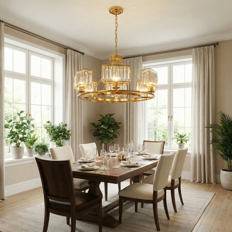 Vallonia 6 Light Dimmable Wagon Wheel Chandelier, Polished Brass