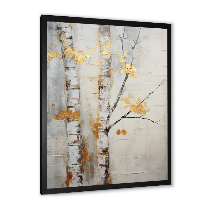 «Tree Whispers Of Grey & Yellow III», impression sur toile florale et botanique, H 44 po x l 34 po x P 1,5 po