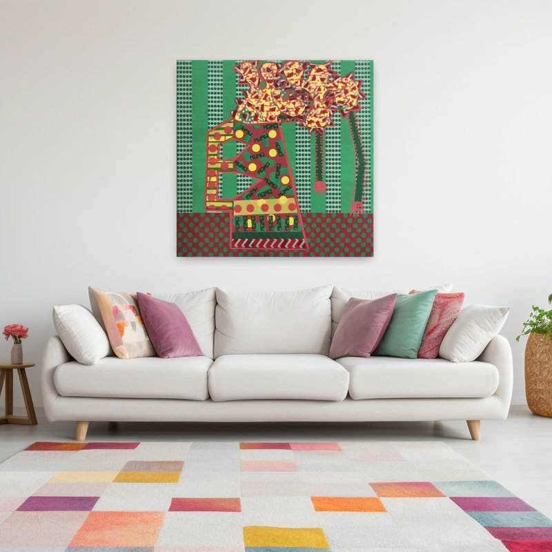 Art contemporain Art floral coloré contemporain, H 48 po x l 48 po