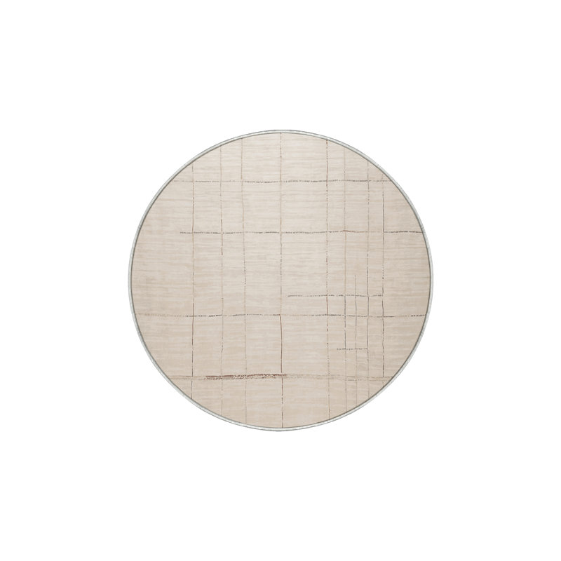 Tapis beige lavable à la machine, Rond 6 pi