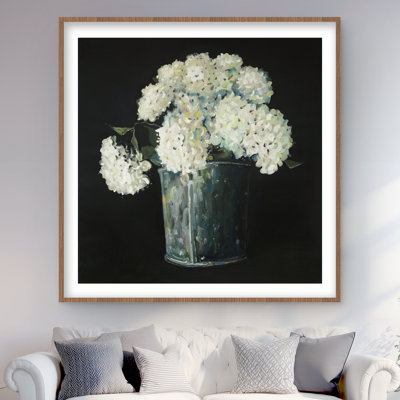 White Hydrangea Flowers Print - Farmhouse Home Decor Art