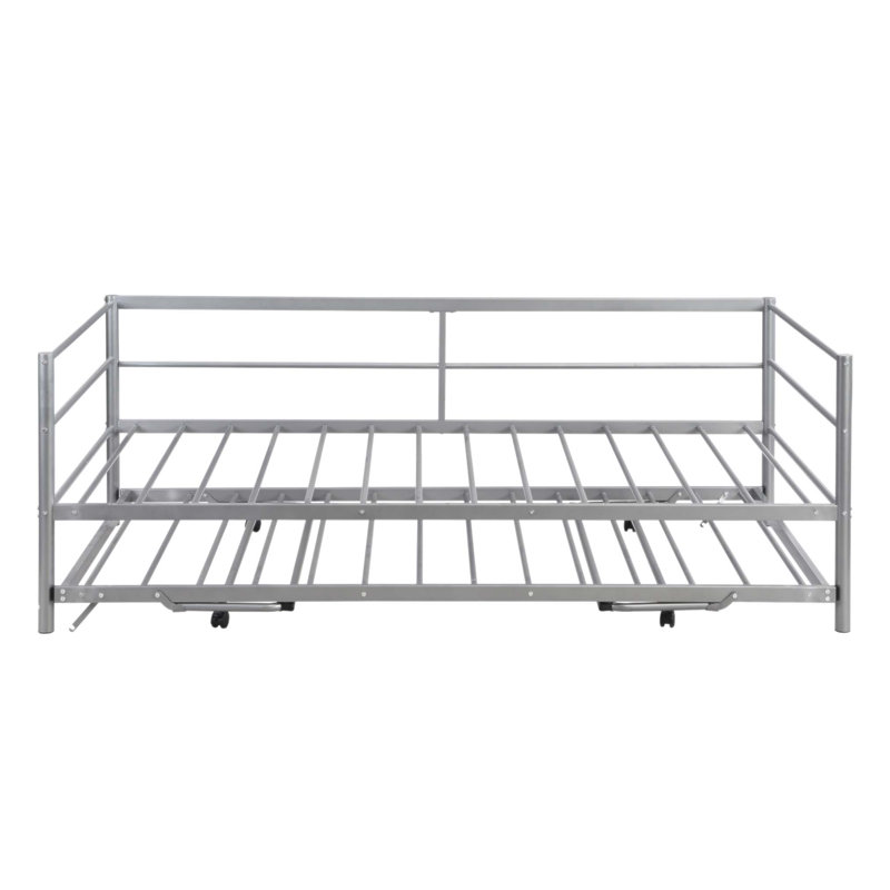 Lit de jour robuste en métal avec lit gigogne réglable, parfait pour les chambres d'amis et les solutions peu encombrantes