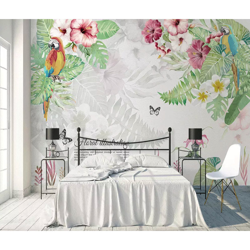 Murale mirabilis de fleurs tropicales exotiques Luff, L 106 po x l 187 po