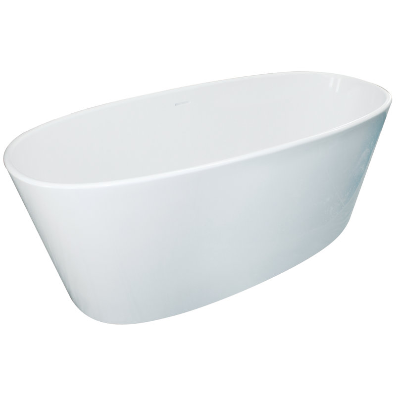 Newbury 66'' x 31'' Soaking Solid Surface Bathtub, Glossy White, Satin Brass