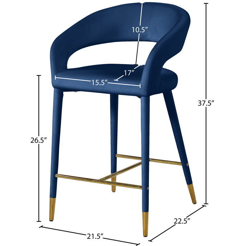 Tabouret de comptoir 26,5 po Destiny, Velours, Marine