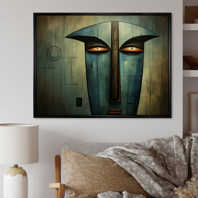 Vert et bleu mystique masque africain Songye Power - Masque africain, art mural