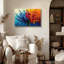 Abstrait bleu sauvage, art mural en bois à l'arrière, 30 L x 20 l