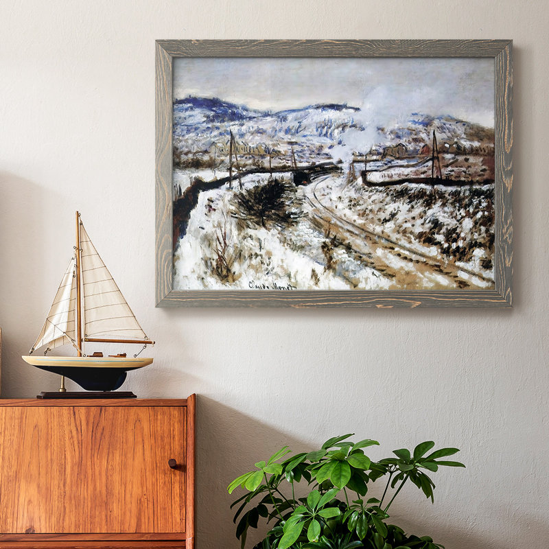 Train in the Snow, Argenteuil, 1875, reproduction d'art sur toile, Gris, H 26 po x l 38 po x P 1,5 po