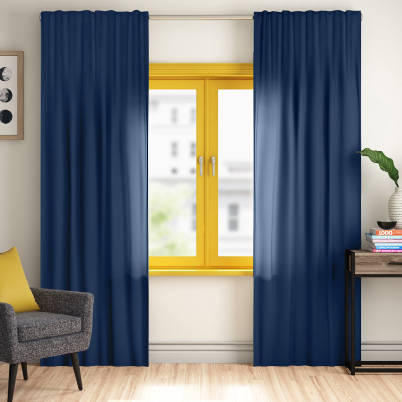 Moquin Blackout Curtains, 245cm H x 140cm W, Dark blue
