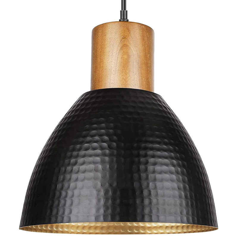 Luminaire suspendu simple 1 lumière or / noir mat Gulam