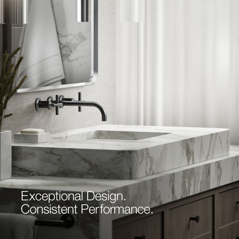 Purist® Wall Mounted Bathroom Faucet, Matte Black, Cross Handle