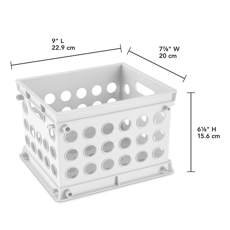 Stackable Mini Storage Plastic Crate, White