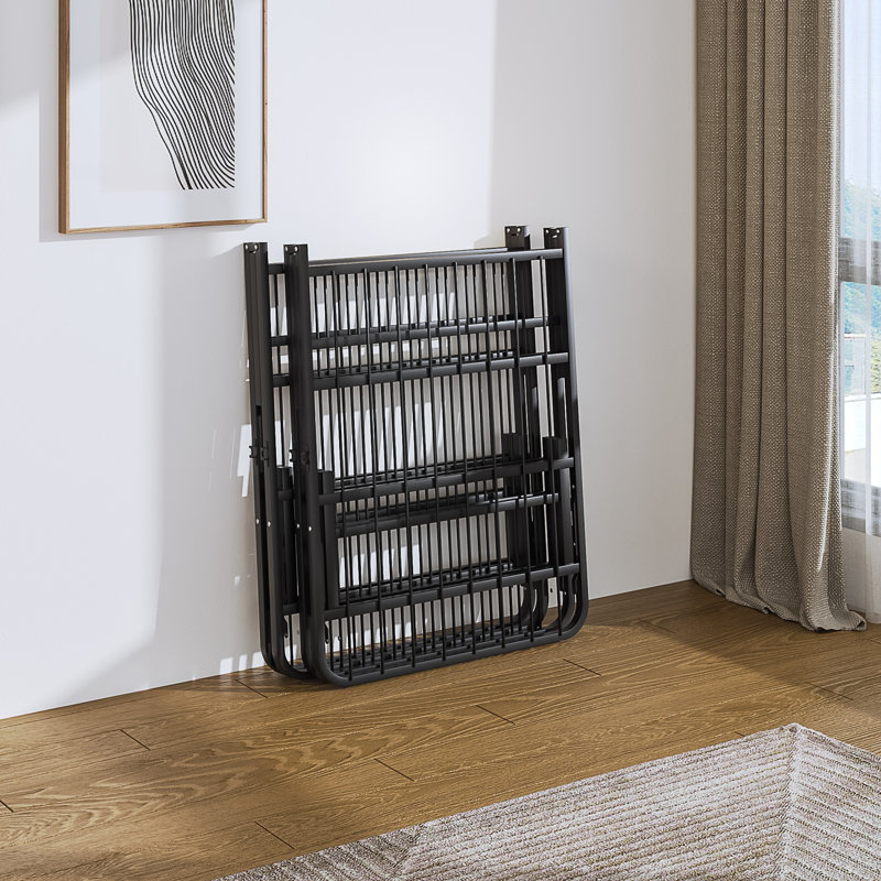 Cadre de lit pliant pour grand lit Isobella sans outil, grand lit plateforme en métal de 14 pouces de hauteur, cadre de lit pliable robuste, aucun sommier requis, cadre en acier robuste pour matelas